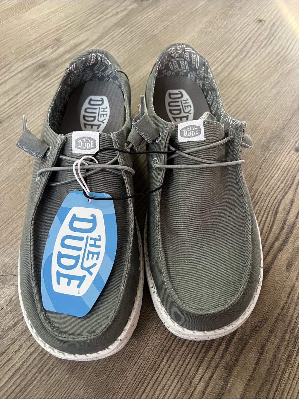 Hey Dude Men's Canvas Slip-On Loafers in monument grey size women’s 11